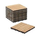 Jati Teak Interlocking Wooden Decking Tiles - PARQUET ? Garden, Patio, 0.9 SQ/M, 10 PCS