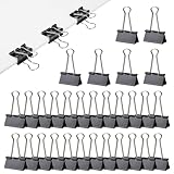 30 Pcs Large Bulldog Clips, 51 mm Foldback Binder Clips, Paper Clip Metal Black Clamps, Paper Binder Clip for School, Home, Stationary Supplies