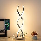 EIDEARAY Spiral LED Table Lamp Modern, Dimmable Bedside Desk Nightstand Lamp, 18W Touch Control Black Lamp with 3 Color Temperatures and USB Port, Ideal for Bedrooms, Living Rooms, Dining Rooms, Bars