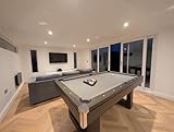 6ft or 7ft Pool Table with Dining Top and Table Tennis in Stylish Colours with Chrome Corner Caps Multi Use Games Table with Accessories Included (Charcoal Grey, 6ft)
