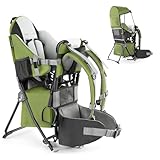 besrey Baby Backpack Carrier, Toddler Hiking Backpack with Safety 3-Height Seat, Adjustable Straps&Waist Belt, Foldable Frame Lightweight Large Capacity Child Carrier for Hiking Army Green