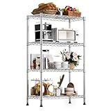 M MZG 1000 lbs Storage Shelving Steel Heavy Duty 4-Tier Utility Shelving Unit Steel Organizer Wire Rack for Home,Kitchen,Office,Chrome 35 x 75 x 120 cm