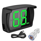 UIHRLM GPS Speedometer, Real-Time MPH Digital Speedometer with LED Large Font Display and Charger, USB Plug and Play Car HUD Heads up Display Gauges for Cars, Trucks, SUVs, Motorcycles Use