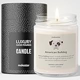 American Bulldog Gifts - Luxury Soy Wax Candle - Vanilla, Jasmine, Sugared Almond - Makester