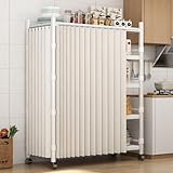 Beige Folding Cabinet Curtains for Kitchen Cupboards & Open Wardrobes, Noise-Free Track, Privacy Shelves & Bookshelf Covers, Fume Isolation, 180 x 180 cm (70.9 x 70.9 in)