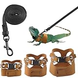 Maxqzin 3 Pack Bearded Dragon Harness and Leash Set, Bearded Dragon Leash and Harness with Traction Rope, Suitable for Lizards and Other Small Reptiles (S, M, L)