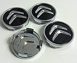 GXDFC 4Pcs 60mm Alloy Car Hub Centre Caps for Citroen C3 C4 C5 C1 Elysee Berling Xsara Picasso Saxo DS3 DS4 DS6, Water/Rust/DustProof Wheel Centre Covers with Badge Decoration,Black