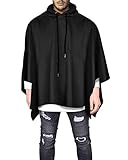 Anatoky Mens Irregular Loose Bat Sleeves Hooded Poncho Cape Coat (M To 5XL) (Large, #0203 BLack)