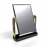 Noble Pack Elegant Rotatable Tabletop Mirror with Black & Gold Stand and Storage Base – 22cm x 8cm x 28cm – Single-Sided Mirror for Home, Bathroom & Bedroom