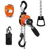 Mini Chain Hoist 1/4 ton 550Lbs Capacity 5ft Lift Manual lever chain hoist Alloy Steel G80 Chain 2 Heavy Duty Hooks, for Garages Warehouse Automotive Machinery