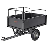 VEVOR Garden Utility Trailer, 17 Cu. Ft & 600lbs Capacity, ATV UTV Hauling Trailer, Tow Behind Steel Dump Cart with 16" Tires, Hand Pull or Foot Pedal, Heavy Duty Yard Trailers for Lawn Mower Tractor