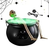 Halloween Cauldons Skeleton Decorations - Halloween Skeleton Skeleton Cauldron Decoration, Wired Lighting and Outdoor Scary Statues | For Garden Porch