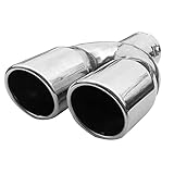 Double Twin Exhaust Tip Tailpipe Stainless Steel Exhaust Trim Chrome Universal