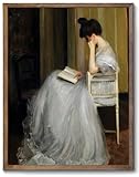 XOCUUI Vintage French Victorian Portrait Decor Famous Artwork Woman Reading Portrait Oil Painting Dark Academia Aesthetic Print 19th Century Antique Poster Retro Gallery Bedroom Decor 8x10 - Unframed
