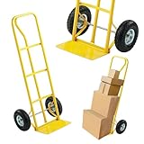 600Lb Heavy Duty Sack Truck - Industrial Hand Trolley With Pneumatic Tyre Wheel | For Lifting, Delivery, Moving Large Items, Strong, Durable Long Lasting | P-handle High Back Hand Truck With Wheels