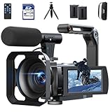 FIREFOTO Camcorder Video Camera 5K, 56MP Vlogging Cameras with IR Night Vision, WiFi, 16X Digital Zoom 3” Touchscreen YouTube Cam Corder with 2 Batteries,64GB Card,Remote,Microphone,Lens Hood,Tripod