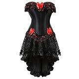 Women Gothic Dress Clearance Lace Bow Tie Retro Medieval Patchwork Puffy Mini Dress Steampunk Renaissance Corset Shapewear Skirt Dress Court Evening Cocktail Ball Prom Dresses for Halloween Festival