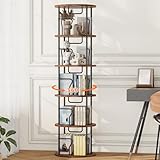 VYRIVA 5 Tier Rotating Bookshelf Tower, 360° Display Round Bookcase, Floor Standing Corner Revolving Bookshelf Organizer Storage Rack for Home Study Office, Small Spaces