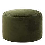 icon Milano Velvet Bean Bag Pouffe, Olive Green, Large Pouffe Footstool with Filling Included, Footrest, Bedroom, Living Room, Living Room Furniture