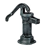 Relaxdays Deco Pump, Antique Design, Swing Manual, Nostalgic Garden Water Decoration, Vintage, Cast Iron, Grey/Green, 22.5 x 13.5 x 10.5 cm