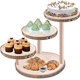 4-Tier Paulownia Wood Cupcake Tower Stand;Wooden Tiered Tray Cupcake Tower Stand for 50 Cupcakes,for Tea Party, Coffee Break, Festival, Birthday etc