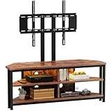 Dripex TV Stand Cabinet with LED Lighting and TV Mount, Corner Cabinet TV Unit for up to 50 Inch TV with Open Gaming Entertainment Center Shelves Vintage Industrial TV Standchest (106 x 36 x 114.5cm)