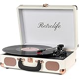 Vinyl Record Player 3-Speed Bluetooth Suitcase Portable Belt-Driven Record Player with Built-in Speakers RCA Line Out AUX in Headphone Jack Vintage Turntable