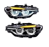 Front Light Assembly Assy For BMW For 3 Series For F30 F31 F35 F80 2012-2019 Car LED Dynamic Headlights DRL Angel Eye Design Projector Lens Front Lamp Assembly(Replace Halogen)