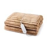 Morphy Richards EverCosy Luxury Striped Fleece Electric Heated Throw, 160x130cm, 9 Heat Settings, Detachable, Teddy and Flannel Fleece, Overheat Protection, Auto Shut Off, 610103