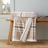 Catherine Lansfield Cosy Kelso Check 130x170 cm Blanket Throw Natural