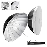 NEEWER 180cm Parabolic Reflective Umbrella Photography with Silver Interior, Soft Lighting with Diffuser Cover, Bag, Quick Folding for Studio Camera Shooting Monolight Flash,NS4U