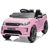 CoolGrows Land Rover Ride on Car, Electric Cars for Kids, with Remote Control, LED Lights, Music, 3 Speed Modes Smooth Start for 3-6 Years Old, Black, Max Weight 25KG (Grey) (Pink)