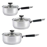 Viners Everyday 3 Piece Stainless Steel Sauce Pan Set with Glass Lids