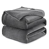 WAVVE Fleece Blanket Queen Size XL Grey 7ft x 8ft - Fluffy Soft Warm Versatile Large Throw Blanket for Bed/Sofa/Couch Gray, 220x240 cm