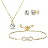 Philip Jones Gold Plated Infinity Friendship Set Created with Zircondia® Crystals