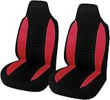 CGEAMDY Car Front Seat Covers, Bucket One-Piece Auto Front Seat Protectors, 2PCS Premium Breathable Vehicle Seat Cushions Airbag Compatible, Car Interior Accessories Universal for SUVs, Trucks (Red)