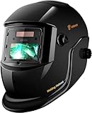DEKO Welding Helmet Auto Darkening: True Color Solar Powered Auto Darkening Welding Helmets Welder Mask Hood (Bright Black)
