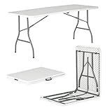 Harbour Housewares Rectangle Folding Trestle Table - 180cm (6ft) - White - Outdoor Folding Table for Picnic, BBQ, Garden, Camping, Wedding, Party Catering