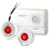 SYNLETT Caregiver Pager 2 Wireless Call Buttons for Elderly Monitoring SOS Alert System Portable Alarm for Nurse Call Seniors Patients Emergency Home