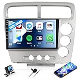 CAMECHO 2G+64G Car Radio for Honda Civic EP3 2003 2004 2005, Android 13 Head Unit, 9" Touch Screen Car Stereo with Wireless CarPlay Android Auto Bluetooth GPS WiFi FM HD Backup Camera (RHD)