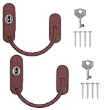 2 x Window Restrictor Security Cable Child & Baby Safety Locks - Keyed Alike (Brown)