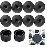 10PCS Black Lug Caps,17mm Hex Head Bolt Cover, Wheel Nut Covers Universal, Alloy Steel Wheel Lug Nut Covers Compatible with VW, Audi, Golf MK5, Bora (Black)