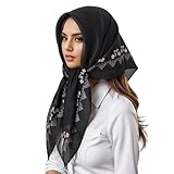 Qcbuegof Thin Breathable Turkish Scarf Flower Print Head Scarf for Casual Wear and Social Event Hijab Headwrap Malay Headwear Headwear, a, One Size