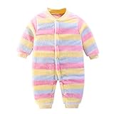 De feuilles Baby Soft Warm Fuzzy Fleece Romper Sleepsuit Pyjamas Onesies Jumpsuit for Girls Boys Striped 18-24 Months