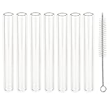 OLYCRAFT 12Pcs Glass Tube with 4Pcs Nylon Pipe Brushes Borosilicate Glass Tube Clear Borosilicate 12mm OD 1.5mm Thick Wall Tubing 4 Inch Long Clear Tubes