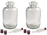 Pair of 5 Litre Glass Demi-Johns Each with 2 Rubber Bungs and Airlock