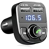 FM Transmitter, Bluetooth Wireless Car Adapter Kit with 2 USB Ports Car Charger MP3 Player Support TF Card & Disk
