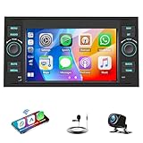 4+64G Android 14 Car Radio Stereo Upgrade for Ford Transit MK7 2005-2014 Focus MK2 2005-2008 w/Carplay Android Auto 7 Inch Touch Screen Double Din Car Radio Sat Gps Nav Bluetooth WIFI FM EQ FM RDS SWC