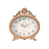 Abdurey Vintage Table Clock on Stand,Desk and Shelf Decorative Clock,French Rustic Style Mantel Clocks,Metal Frame Antique Gold Finish,Farmhouse,Bedroom, Bedside,Living Room,Gift Clock