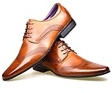 S & B Footwear Mens Leather Lined Smart Wedding Lace Up Brogues Formal Dress Oxford Shoes Size 6-12 (8 UK, Brown 2)